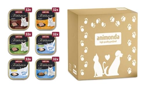 animonda vom Feinsten Katzenfutter nass XXL MIX (6 x 32 x 100g), getreidefreies Katzenfutter nass ohne Zucker, mit frischen, fleischigen Zutaten von animonda Vom Feinsten