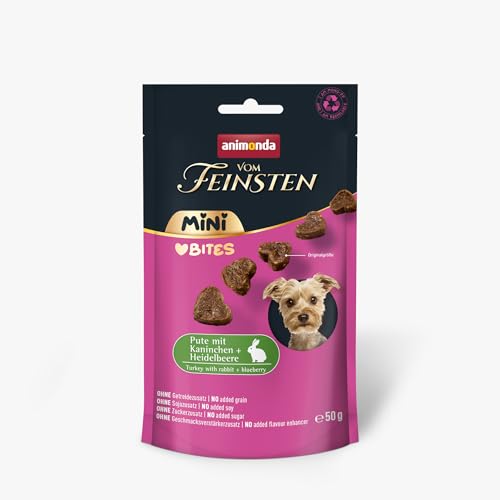 animonda vom Feinsten Mini Hundesnacks Love Bites Kaninchen und Heidelbeere (10 x 50g), Premium Hundesnacks getreidefreie Hundeleckerlis für ausgewachsene kleine Hunde von animonda Vom Feinsten
