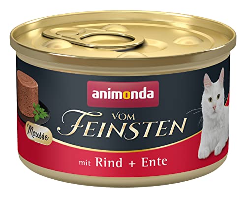 animonda vom Feinsten Mousse Katzenfutter Nass, Katzennassfutter für Erwachsene Katzen, zuckerfrei, mit Rind + Ente, 12 x 85 von animonda Vom Feinsten