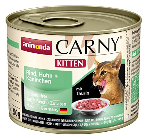 Animonda Carny Kitten Rind, Huhn plus Kaninchen, 12er Pack (12 x 200 g) von animonda