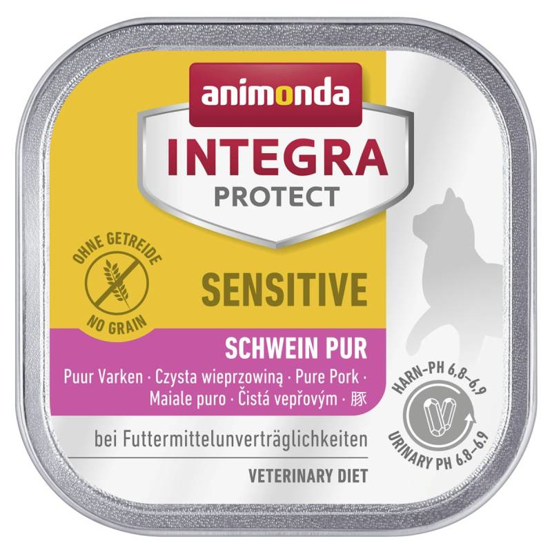 animonda Integra Protect Sensitive 100g Schale Katzennassfutter Sparpaket 32 x 100 Gramm Schwein pur