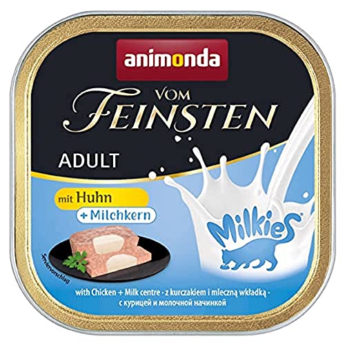 animonda Vom Feinsten Adult Katzenfutter, Nassfutter für ausgewachsene Katzen, mit Huhn + Milchkern, 32 x 100 g von animonda Vom Feinsten