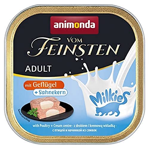 animonda Vom Feinsten Adult Katzenfutter, Nassfutter für ausgewachsene Katzen, mit Geflügel + Sahnekern, 32 x 100 g von animonda Vom Feinsten