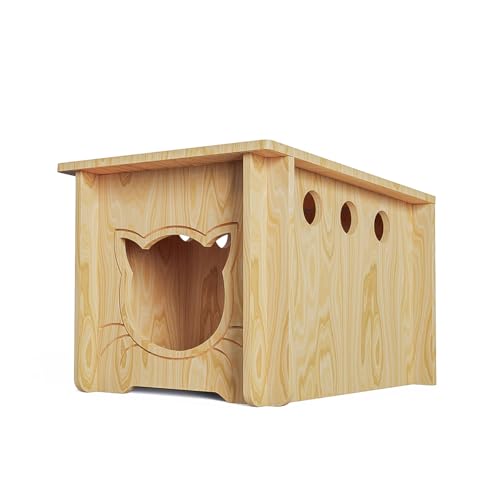 Kiefernholz Katzenhaus Wetterfest Holz Hase Kaninchen Katzenstall Outdoor Haustier Käfig Shelter Feral Cat House, Kleintierhaus und Lebensräume von ankuliy