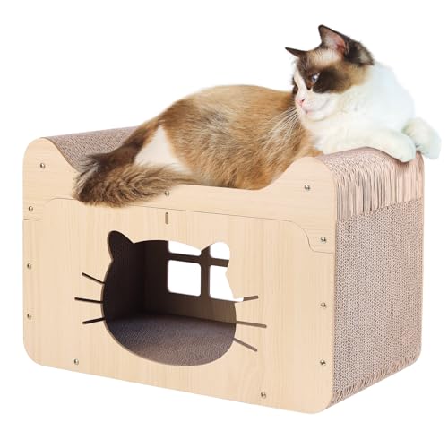 ankuliy Kratzbaum für Katzen, vertikales und horizontales Karton-Kratzhaus, Katzenkratzbäume für Indoor-Katzen als Bett, Tunnel und Sofa, kratzfest, einfach zu montieren, 50,8 x 26,9 x 34 cm (B x L x ankuliy Kratzbaum für Katzen, vertikales und horizontales Karton-Kratzhaus, Katzenkratzbäume für Indoor-Katzen als Bett, Tunnel und Sofa, kratzfest, einfach zu montieren, 50,8 x 26,9 x 34 cm (B x L x von ankuliy