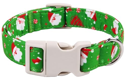 anlvico Weihnachts-Hundehalsband für mittelgroße Hunde, verstellbar, Baumwolle, Grün, niedliches Weihnachtsmann-Halsband für männliche, weibliche Jungen und Mädchen, Größe M anlvico Weihnachts-Hundehalsband für mittelgroße Hunde, verstellbar, Baumwolle, Grün, niedliches Weihnachtsmann-Halsband für männliche, weibliche Jungen und Mädchen, Größe M von anlvico