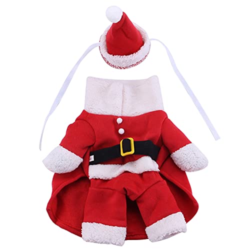 Weihnachtskostüm für kleine Haustiere mit Weihnachtsmannmütze, warme Kleidung, Outfit, Foto-Requisiten, Anzug, Haustier-Weihnachtskostüm von antianzhizhuang