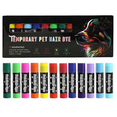 antianzhizhuang Temporäre Haustierkreide, 12 helle Farben, für sichere und harmlose Haustiere, temporäre Farben von antianzhizhuang