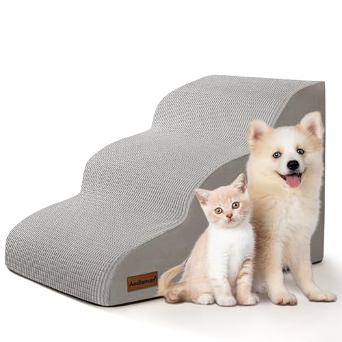 3-stufige Hunderampe und Treppe für Sofa und Stuhl, rutschfeste, stabile Haustiertreppe für kleine Hunde und Katzen, 40 cm hoch, Hellgrau 3-stufige Hunderampe und Treppe für Sofa und Stuhl, rutschfeste, stabile Haustiertreppe für kleine Hunde und Katzen, 40 cm hoch, Hellgrau von aodisman
