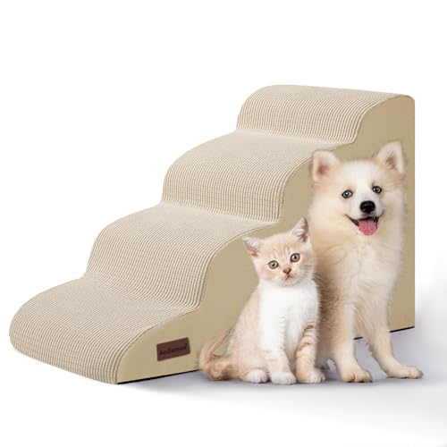 4-stufige Hundetreppe und Rampe für Betten oder Sofas, rutschfeste, stabile Haustiertreppe für kleine Hunde und Katzen, 44,2 cm hoch, Beige 4-stufige Hundetreppe und Rampe für Betten oder Sofas, rutschfeste, stabile Haustiertreppe für kleine Hunde und Katzen, 44,2 cm hoch, Beige von aodisman