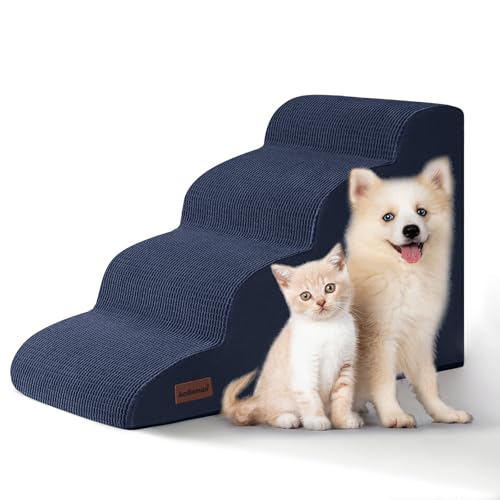 4-stufige Hundetreppe und Rampe für Betten oder Sofas, rutschfeste, stabile Haustiertreppe für kleine Hunde und Katzen, 44,2 cm hoch, Blau 4-stufige Hundetreppe und Rampe für Betten oder Sofas, rutschfeste, stabile Haustiertreppe für kleine Hunde und Katzen, 44,2 cm hoch, Blau von aodisman
