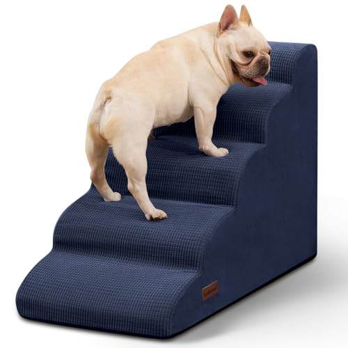 Aodisman 5-stufige Hundetreppe und Rampe für Hochbett, rutschfeste, stabile Haustiertreppe für kleine Hunde und Katzen, 56,4 cm hoch, Blau von aodisman
