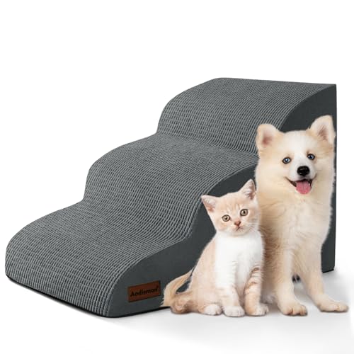 Aodisman Hundetreppe für Sofa, 40 cm hoch, rutschfeste Haustiertreppe für kleine Hunde und ältere Katzen, 3-stufige Hunderampe für Couch, mit hochdichtem Schaumstoff und abnehmbarem Bezug, Grau Aodisman Hundetreppe für Sofa, 40 cm hoch, rutschfeste Haustiertreppe für kleine Hunde und ältere Katzen, 3-stufige Hunderampe für Couch, mit hochdichtem Schaumstoff und abnehmbarem Bezug, Grau von aodisman
