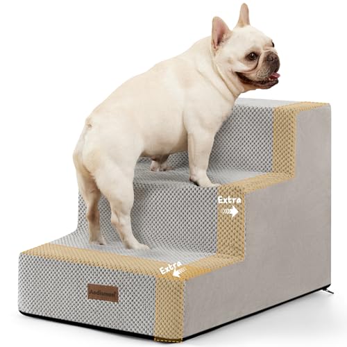 Hundetreppe für kleine Hunde & Katzen, 3-stufige extra breite rutschfeste Haustiertreppe für Couch, Sofa und Stuhl, Hellgrau, 40 cm H Hundetreppe für kleine Hunde & Katzen, 3-stufige extra breite rutschfeste Haustiertreppe für Couch, Sofa und Stuhl, Hellgrau, 40 cm H von aodisman
