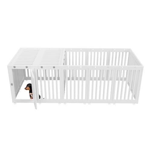 AOOLE Hunde-Laufstall mit Tür und Abdeckung, 18 x Zaunpaneel, Welpenlaufstall, 2 Zimmer, Haustier-Laufstall für kleine und mittelgroße Hunde, Welpenlaufstall für drinnen und draußen AOOLE Hunde-Laufstall mit Tür und Abdeckung, 18 x Zaunpaneel, Welpenlaufstall, 2 Zimmer, Haustier-Laufstall für kleine und mittelgroße Hunde, Welpenlaufstall für drinnen und draußen von aoole