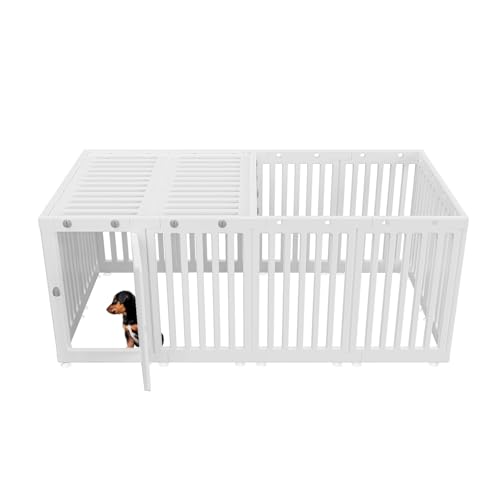 AOOLE Hunde-Laufstall mit Türabdeckung, 2 Zimmer, Welpen-Laufstall mit 2 Türen, Hundekäfig, Haustier-Tragetasche mit oberer Abdeckung, einfache Montage und rutschfester Hundezaun für den Innenbereich AOOLE Hunde-Laufstall mit Türabdeckung, 2 Zimmer, Welpen-Laufstall mit 2 Türen, Hundekäfig, Haustier-Tragetasche mit oberer Abdeckung, einfache Montage und rutschfester Hundezaun für den Innenbereich von aoole