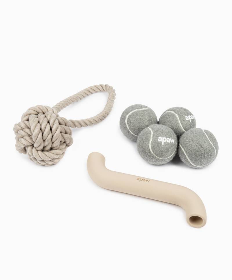 PLAY Set - Hundespielzeug zum Apportieren, Zerren und Werfen – Cream von apaw.de