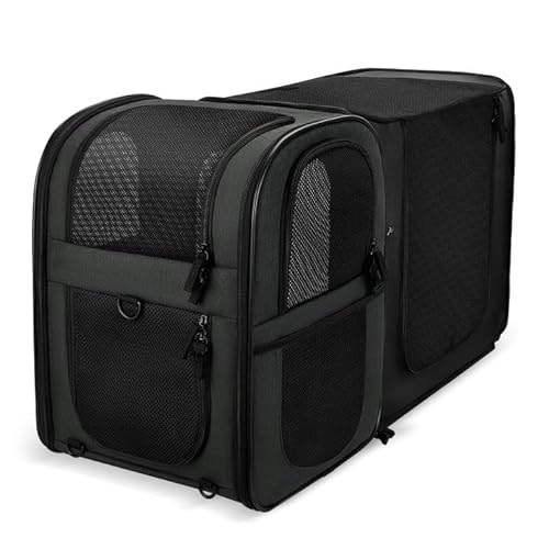 Apollo Walker Haustier-Tragerucksack für große/kleine Katzen und Hunde, Welpen, Sicherheitsmerkmale und Rückenstütze für Reisen, Wandern, Outdoor (Schwarz erweiterbar) von apollo walker
