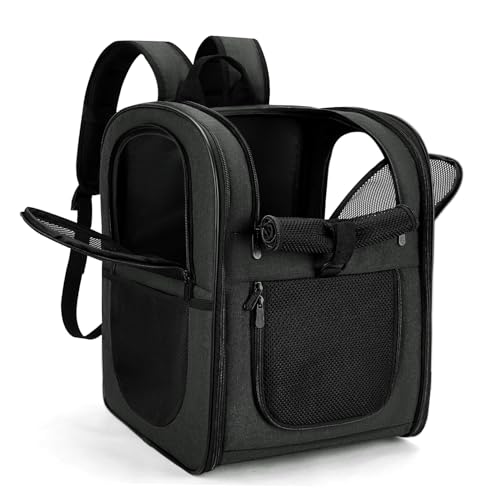 Apollo Walker Haustiertragetasche Rucksack für große/kleine Katzen und Hunde, Welpen, Sicherheitsmerkmale und Kissenrückenstütze für Reisen, Wandern, Outdoor (Schwarz) von apollo walker