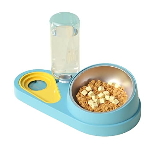 Erhöhter Katzennapf, geneigt, erhöhter Futternapf, Edelstahl, lebensmittelechter Kunststoff, Ständer, 500 ml, Bewässerung, leicht zu reinigen, automatisches Wassernapfspender-Set für Hunde von apughize