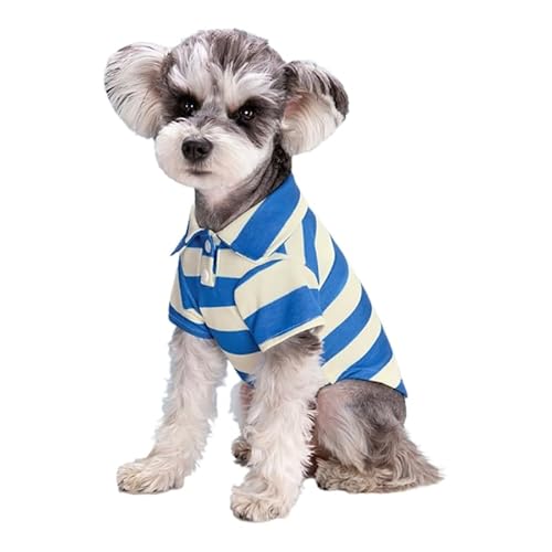 Hunde-Shirt, PoloT-Shirt, lässig, gestreift, Sommerkleidung für Welpen, modisches Oberteil, atmungsaktive Kleidung, Katzenanzüge, Hunde-Shirt, gestreiftes Hunde-Shirt, atmungsaktives Hunde-Shirt von apughize