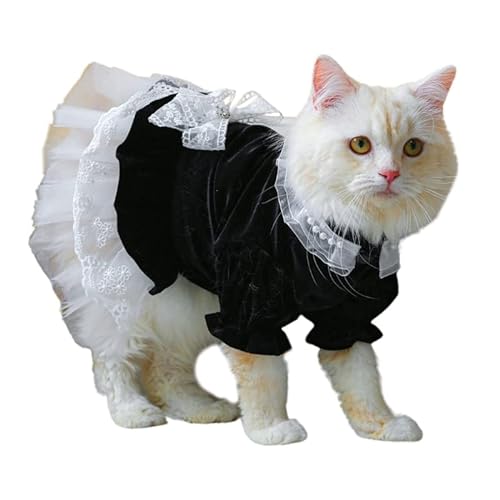 Katzen-Outfits nur für Katzen, Hundekleidung, Spitzen-Dekor, Kleid, Haustier-Kostüm, Sommerkleidung, Accessoire für Mädchen, Hunde, Katzen-Outfits, Kleid für Katzen, nur für Frauen, Mädchen, von apughize