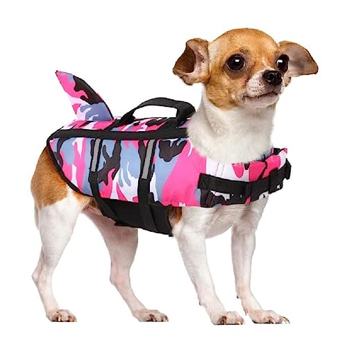 Pet Life Preserver Weste, Hundeschwimmweste, verstellbarer Gürtel mit Griff für Pool, verstellbare Sommerkleidung, Haustier-Schwimmerschutz von apughize