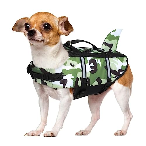 Pet Life Preserver Weste, Hundeschwimmweste, verstellbarer Gürtel mit Griff für Pool, verstellbare Sommerkleidung, Haustier-Schwimmerschutz von apughize