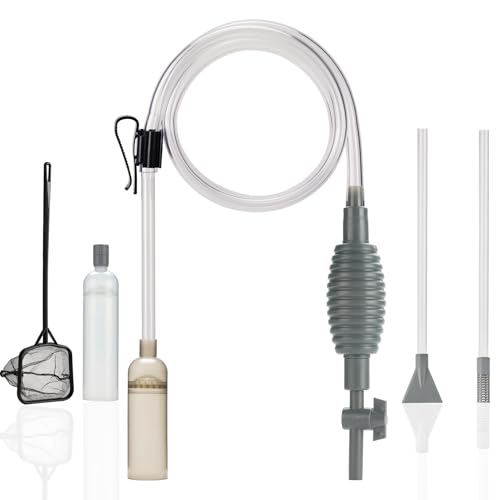 aqmglan Aquarium Siphon Staubsauger für Kies und Sand, mit Dual Saugrohren für verschiedene Tankgrößen und einem Fischnetz, Fischtanksauger Kiesreiniger aqmglan Aquarium Siphon Staubsauger für Kies und Sand, mit Dual Saugrohren für verschiedene Tankgrößen und einem Fischnetz, Fischtanksauger Kiesreiniger von aqmglan