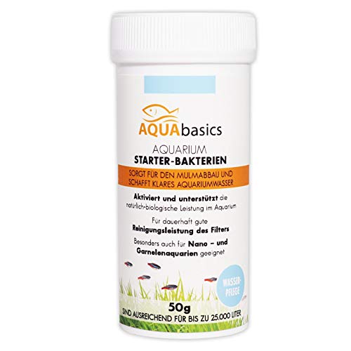 AQUAbasics Aquarium Starter-Bakterien schaffen klares Aquariumwasser und zersetzen Mulm. Die Mikroorganismen unterstützen zusätzlich die Filter-Aktivitäten. von aquabasics