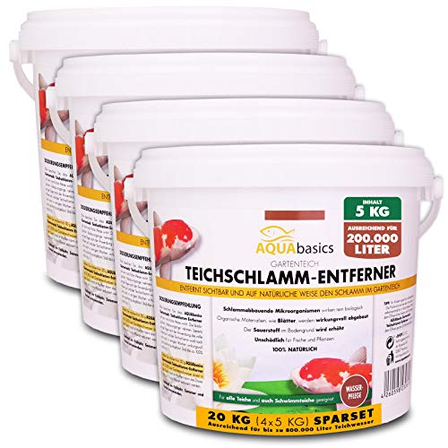 AQUAbasics Gartenteich Teichschlamm-Entferner baut im Teich Schlamm, Mulm und organische Stoffe (Blätter) natürlich ab, Größe:20 kg von aquabasics