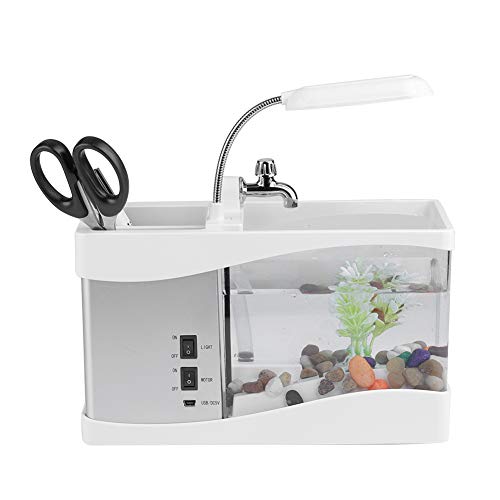 Aquarium Mini-Aquarium USB Wiederaufladbar Aquarium Multifunktionales USB Wiederaufladbares Mini-Aquarium Aquarium mit Uhrfunktion LED-Licht (White) von aqxreight