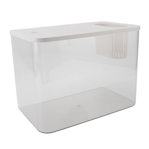 Kleine Fische aus Kunststoff, Durchsichtiges Mikro-Landschafts-Desktop-Aquarium für Goldfische, Garnelen, Betta-Fische (White) von aqxreight