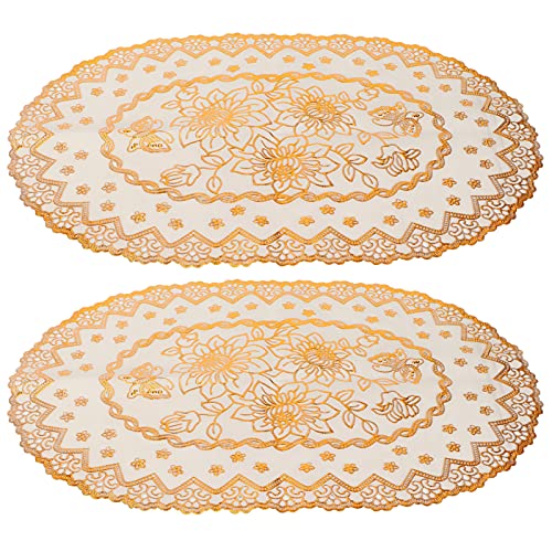 aqxreight 2pcs PVC Tischmatte Gold Slacemat Cup Coaster Pad Kitchen Restaurant Hochzeit Dekorationoval 04 Gut Sind Partys. Ki Tabelle Madsable PadplacematCoasterkitchen Accessoirewedding (Ovales von aqxreight