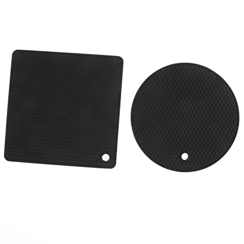 aqxreight 5 PCs 2 Runde 3 Silikonmatten Multipurpose Heiße Pads für Heiße Geschirrtische Grad mit oder Hoher Silikon -Mathemat -Topf Matmultipurpose Padssilicon Topfhalter Matssilicon Matten (Black) von aqxreight