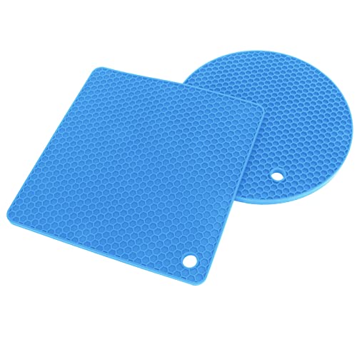aqxreight 5 PCs 2 Runde 3 Silikonmatten Multipurpose Heiße Pads für Heiße Geschirrtische Grad mit oder Hoher Silikon -Mathemat -Topf Matmultipurpose Padssilicon Topfhalter Matssilicon Matten (Blue) von aqxreight