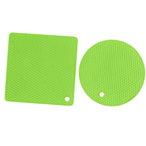 aqxreight 5 PCs 2 Runde 3 Silikonmatten Multipurpose Heiße Pads für Heiße Geschirrtische Grad mit oder Hoher Silikon -Mathemat -Topf Matmultipurpose Padssilicon Topfhalter Matssilicon Matten (Green) von aqxreight