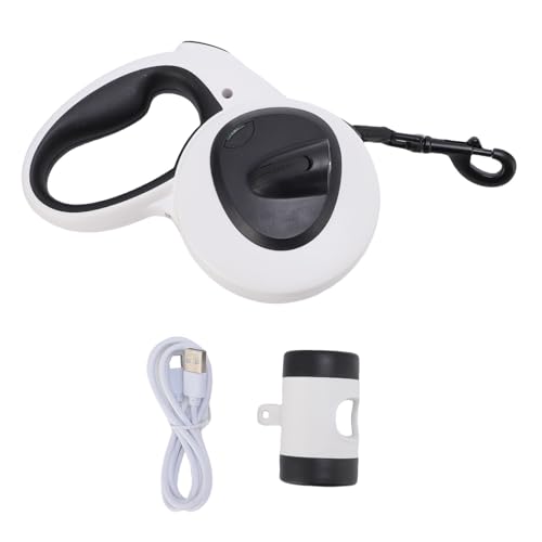 aqxreight Automatisch Einziehbare Haustier -Leinen Ergonomisches Design Soft Grip Reflective Gurtbing Hunde -Leine mit LED Light 5m Nylon Seil Tragbare Garbage Box (M) von aqxreight