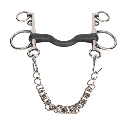 aqxreight Edelstahl -Pferdes Mund -Schnüffel Bit mit Gummiwalze für Bequemes und Sicheres Fahrzubehör 135mm (127 mm) von aqxreight
