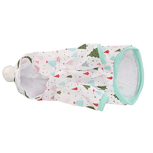 aqxreight Hundehodie mit Grünem Weihnachtsbaumdruck auf Weißem Weichem Winter -Sweatshirt für Kleine Bis Mittlere Hunde und Katzen (L) von aqxreight