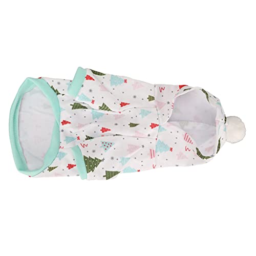aqxreight Hundehodie mit Grünem Weihnachtsbaumdruck auf Weißem Weichem Winter -Sweatshirt für Kleine Bis Mittlere Hunde und Katzen (M) von aqxreight