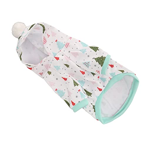 aqxreight Hundehodie mit Grünem Weihnachtsbaumdruck auf Weißem Weichem Winter -Sweatshirt für Kleine Bis Mittlere Hunde und Katzen (S) von aqxreight