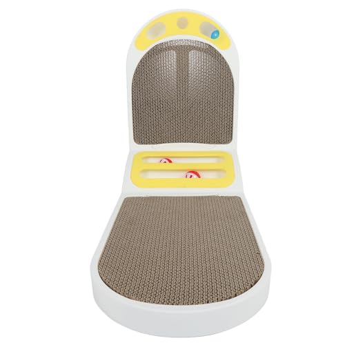 aqxreight Katzenkratzer L -Form -Kratzpad mit Spielzeugkugeln für Große Katze und Kätzchen in Innenräumen (White) von aqxreight