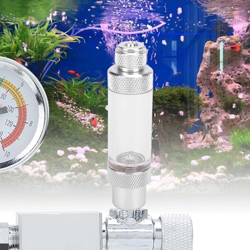 aqxreight Metall -CO2 -Pflanze Nicht Blasenzähler Accessoire für Fischaquarium Werkzeug Silber Dual Head Blasenschalter (W00-02A Einzelkopf) von aqxreight