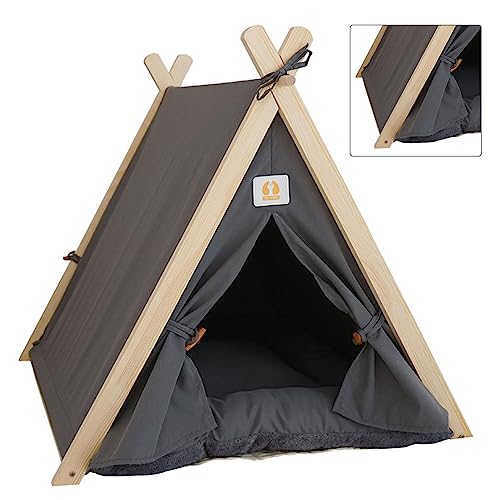 aqxreight PET Teepee Zelt Weich Großer Raum Tragbares Universelles Haustierzelt Bett für Hunde und Katzen Grau Grau D Kratzfest. Katzenzelt Housepet Teepe Tentpet Teepepet Zelt Beddog Katze (Grey) von aqxreight