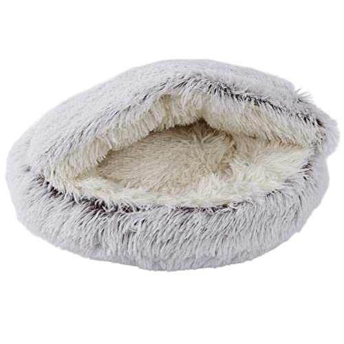 aqxreight Runde Katzenbett Weiche Bequeme Plüsch Sicheres Erwärmen Rund Katzenhundkissen Bett für Kleine Haustiere Sanftgrau ((Ultra) edle Farbe) von aqxreight