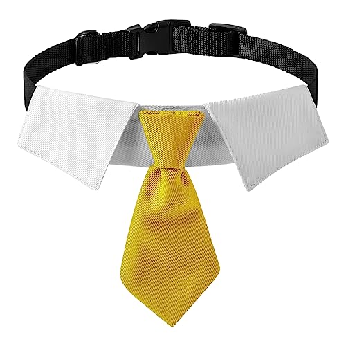 areclern Haustier-Halskreis-Anzug für Hunde und Katzen, formelle gestreifte Krawatte mit D-Ring. Heimtierbedarf Gelb L von areclern