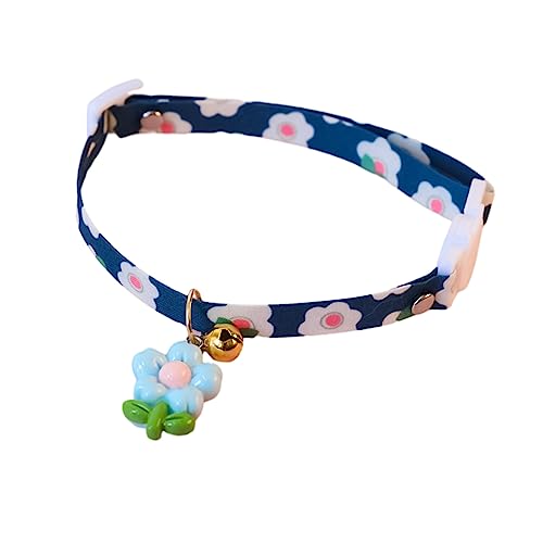 areclern Hundegürtel im Prinzessinnen-Stil, Kätzchenhalsband, Katzenglockenhalsband, Blumenmuster für Reisen Blau M von areclern