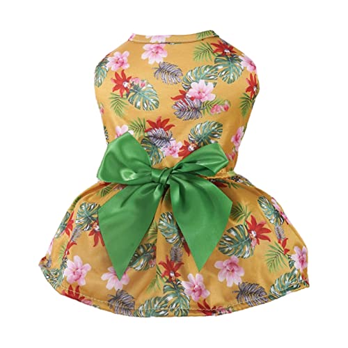 areclern Hundekleid, Prinzessinnen-Stil, Haustierrock, große Schleife, Sommer-Accessoire Gelb L von areclern