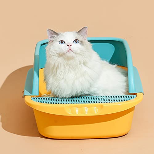 areclern Katzentoilette Längliche Form Katzentoilette Erhöhen Sie Katzensachen Gelb von areclern